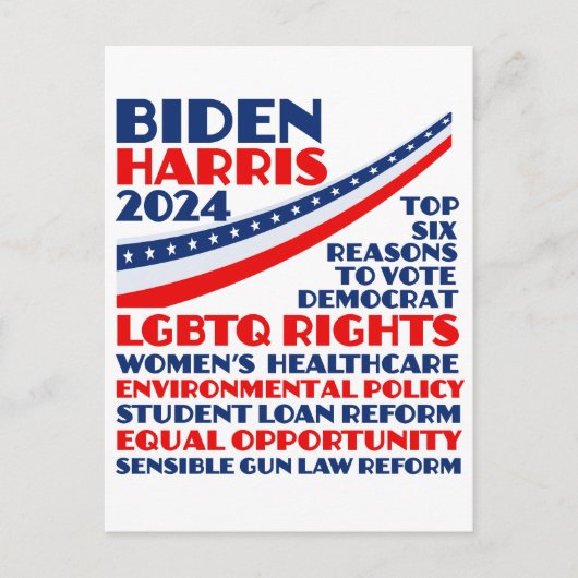 Stem op Biden Harris 2024 verkiezingsplatform Briefkaart (Voorkant)