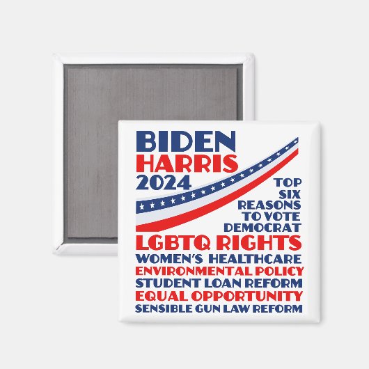 Stem op Biden Harris 2024 verkiezingsplatform Magneet (Voorkant / Achterkant)