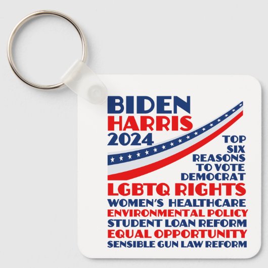 Stem op Biden Harris 2024 verkiezingsplatform Sleutelhanger (Voorkant)