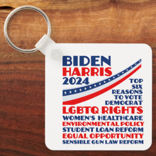 Stem op Biden Harris 2024 verkiezingsplatform Sleutelhanger