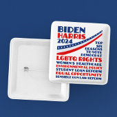 Stem op Biden Harris 2024 verkiezingsplatform Vierkante Button 5,1 Cm