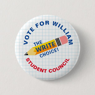 Stem op Class President: SCHRIJF keuze Ronde Button 5,7 Cm