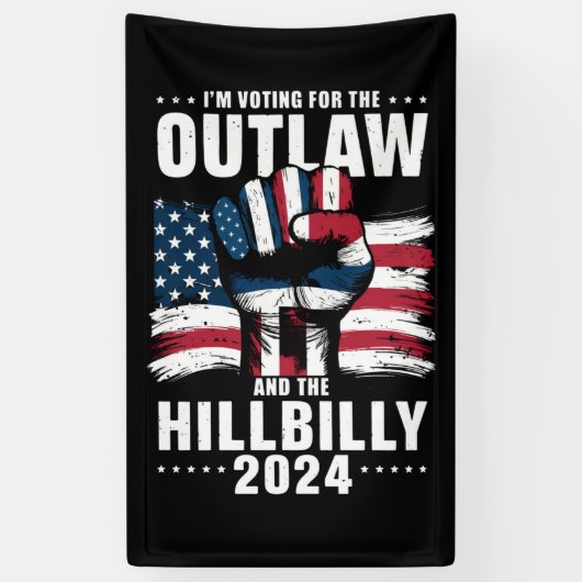 Stem op de Outlaw en de Hillbilly 2024 VS Spandoek (Verticaal)