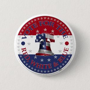 Stem op de rode, witte en blauwe Liberty Bell Ronde Button 5,7 Cm