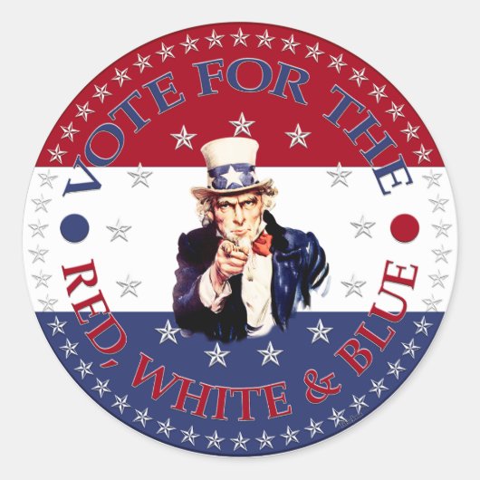 Stem op de rode, witte en blauwe oom Sam Ronde Sticker (Voorkant)