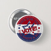 Stem op de rode, witte en blauwe stem! stercontrol ronde button 5,7 cm (Voorkant /achterkant)