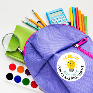Stem op het President van de klas Be Bright Vote Ronde Sticker