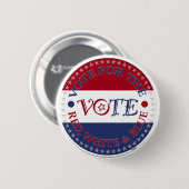 Stem op het rode, witte en blauwe stemscript ronde button 5,7 cm (Voorkant /achterkant)