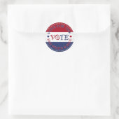Stem op het rode, witte en blauwe stemscript ronde sticker (Tas)
