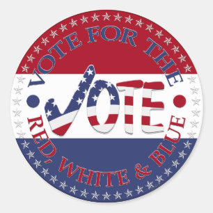 Stem op het rode, witte en blauwe USA Check Mark S Ronde Sticker