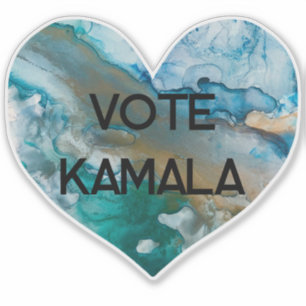 Stem op Kamala Blue Alcohol Inks Heart Sticker