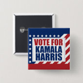 Stem op Kamala Harris Amerikaanse vlag Vierkante Button 5,1 Cm (Voorkant /achterkant)