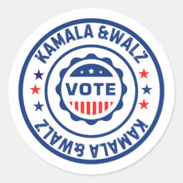 Stem op Kamala Harris en Walz Ronde Sticker