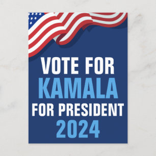 Stem op Kamala Harris voor President Blue Election Briefkaart