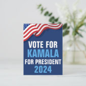 Stem op Kamala Harris voor President Blue Election Briefkaart (Staand voorkant)
