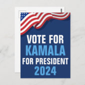 Stem op Kamala Harris voor President Blue Election Briefkaart (Voorkant / Achterkant)