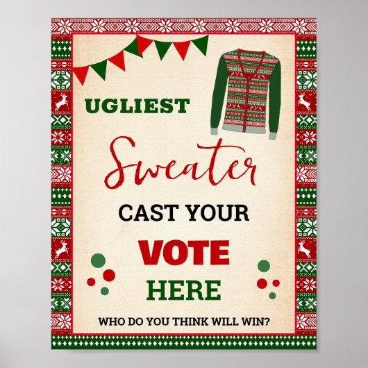 Stem op lelijkste kersttrui bord poster (Voorkant)
