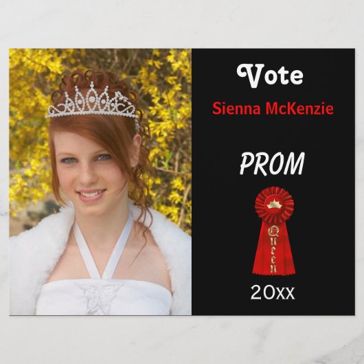Stem op mij voor Prom Queen (Rood) Flyer (Voorkant)