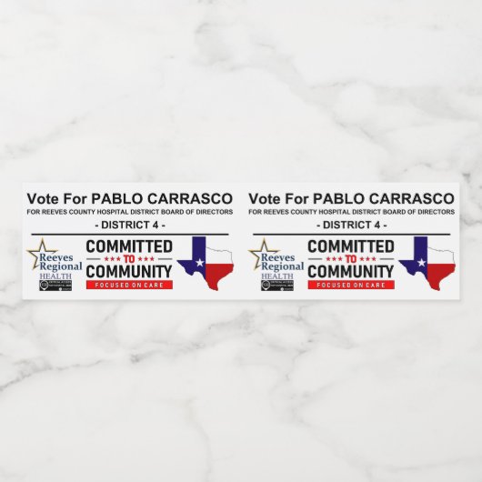 Stem op Pablo Carrasco Waterfles Etiket (Enkel label)