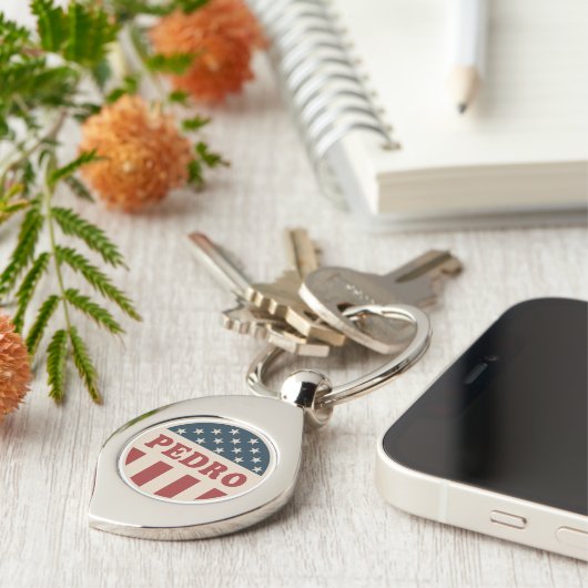 Stem op Pedro Classic Retro American Voter Button Sleutelhanger (Zijkant)