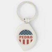 Stem op Pedro Classic Retro American Voter Button Sleutelhanger (Voorkant)
