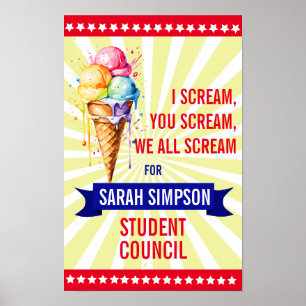 Stem op President in de klas: Bold "Scream" Studen Poster
