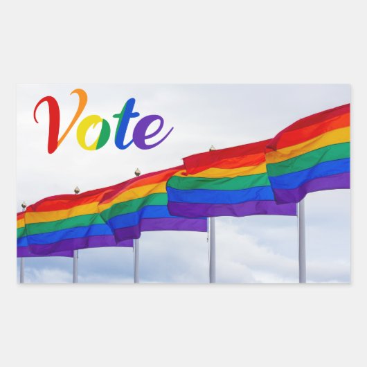 Stem op Rainbow Flags LGBTQ-verkiezingen Rechthoekige Sticker (Voorkant)