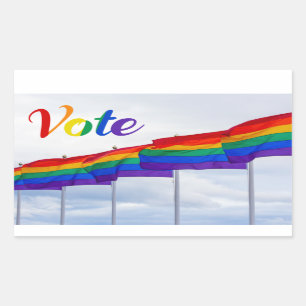Stem op Rainbow Flags LGBTQ-verkiezingen Rechthoekige Sticker