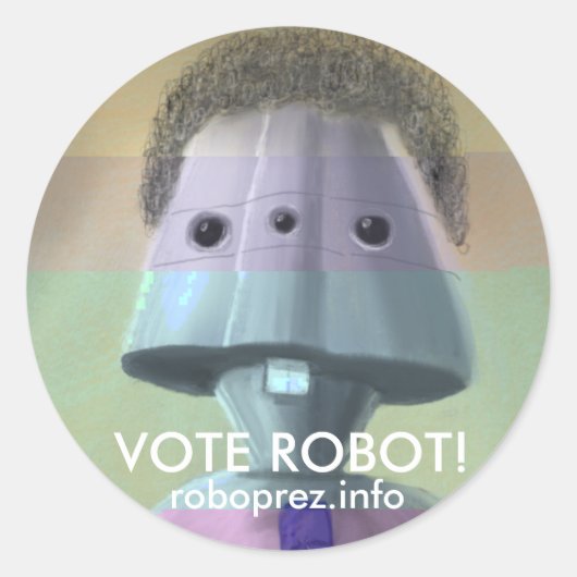 Stem op Robot! - Grote Chuck10.1 Sticker (Voorkant)