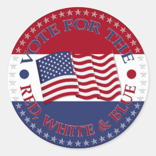 Stem op rood, wit en blauw met Amerikaanse vlag Ronde Sticker