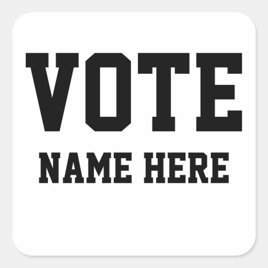 STEM PERSOONLIJKE NAAM VIERKANTE STICKER (Voorkant)