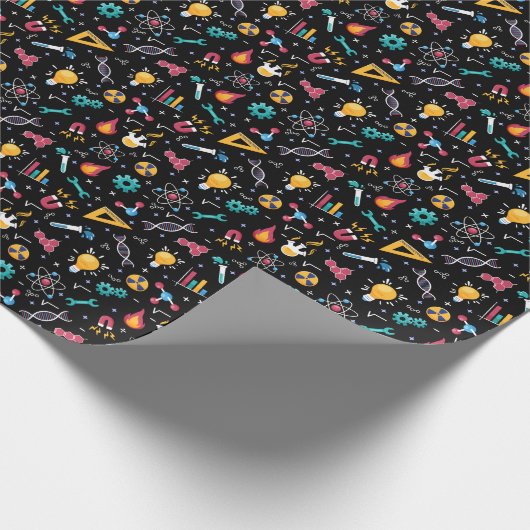 STEM-pictogrammen: wetenschap, techniek, enz. Cadeaupapier (Hoek)