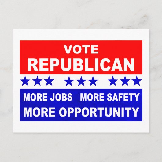 Stem Republikein Meer banen, veiligheid en kansen Briefkaart (Voorkant)