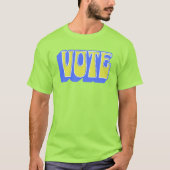 Stem Retro Kleurrijke Groovy Blauw Geel Chartreuse T-shirt (Voorkant)