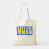 Stem Retro Kleurrijke Groovy Blauw Geel Verkiezing Tote Bag (Achterkant)