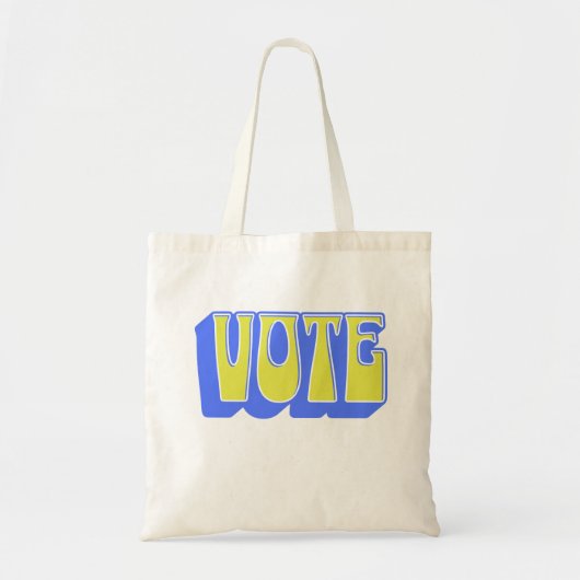 Stem Retro Kleurrijke Groovy Blauw Geel Verkiezing Tote Bag (Voorkant)