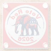 Stem Rood 2026 Glazen Onderzetter (Achterkant)