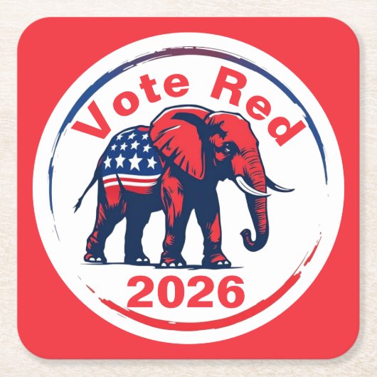 Stem rood 2026 kartonnen onderzetters (Voorkant)