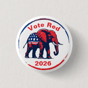 Stem Rood 2026 Ronde Button 3,2 Cm