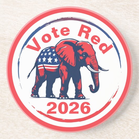 Stem rood 2026 zandsteen onderzetter (Voorkant)