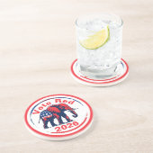 Stem rood 2026 zandsteen onderzetter (Zijkant)