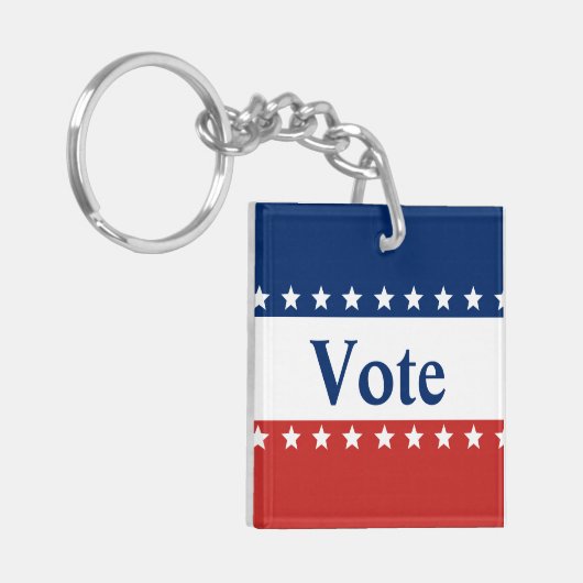 Stem Rood Wit en Blauw met Sterren Sleutelhanger (Voorkant Links)