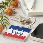 Stem Rood Wit en Blauw met Sterren Sleutelhanger (Voorkant Rechts)