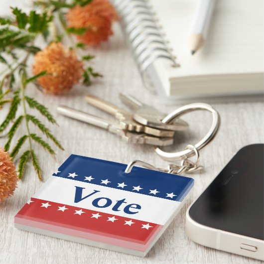 Stem Rood Wit en Blauw met Sterren Sleutelhanger (Voorkant Rechts)