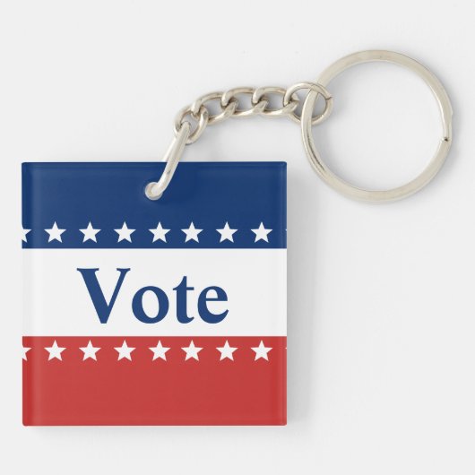Stem Rood Wit en Blauw met Sterren Sleutelhanger (Achterkant)