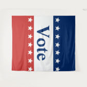 Stem Rood Wit en Blauw (met Sterren) Wandkleed (Voorkant (horizontaal))