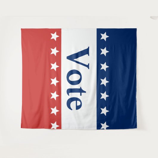 Stem Rood Wit en Blauw (met Sterren) Wandkleed (Voorkant (horizontaal))