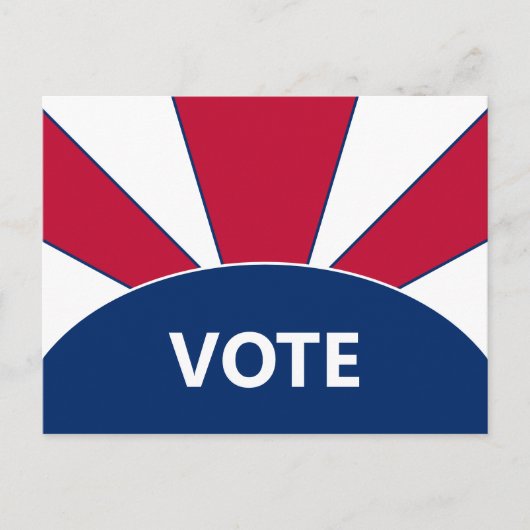 Stem Rood Wit en Blauw Sunburst Briefkaart (Voorkant)