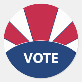 Stem Rood Wit en Blauw Sunburst Ronde Sticker