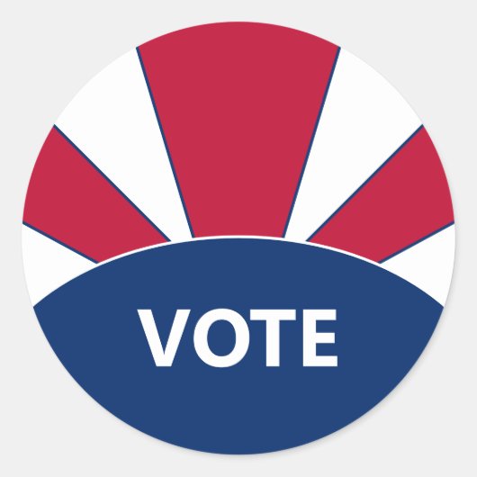 Stem Rood Wit en Blauw Sunburst Ronde Sticker (Voorkant)